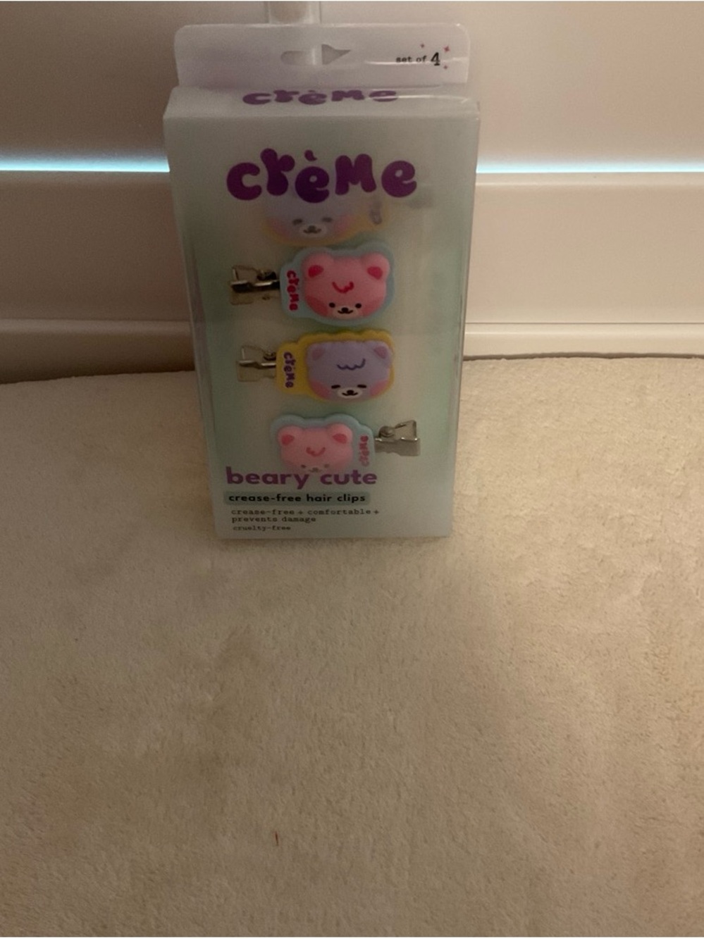 crème Beary Cute Kids Hair Clips - Pastel Pink, Purple, Yellow